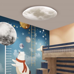 Creative Designed LED Ceiling Light for Bedroom Simulated Moon Round Cover Dimming Modern Decorative Lighting