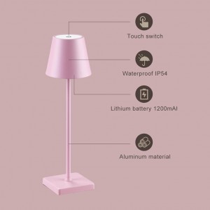 Pink Candy Color Modern Rechargeable Portable LED Table Lamp Night Light for Kid’s Room